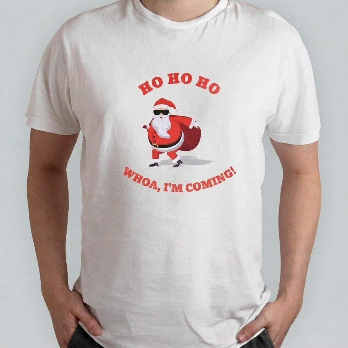 Camiseta de algodón personalizada con el texto «HO HO HO»