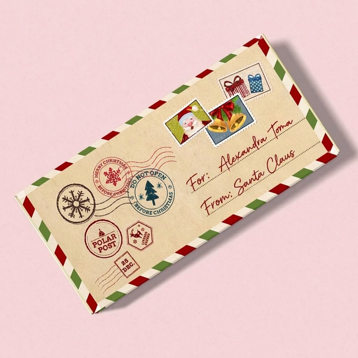 Chocolate personalizado con mensaje - De Papá Noel