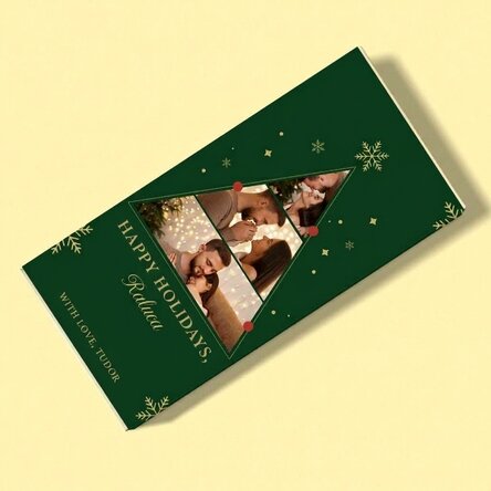 Personalised chocolate with 3 photos and Christmas message - Christmas tree