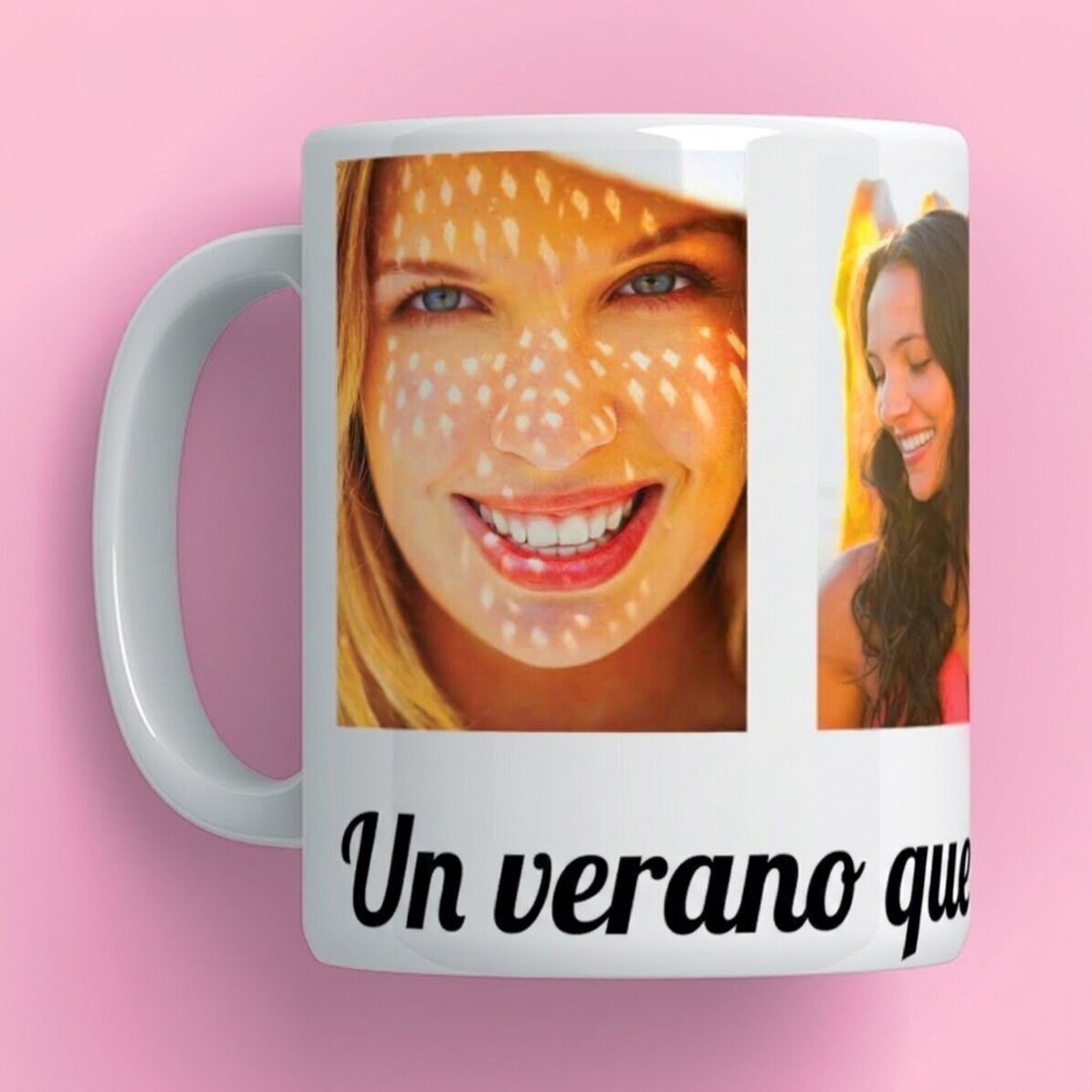 Taza personalizada con 4 fotos y un mensaje