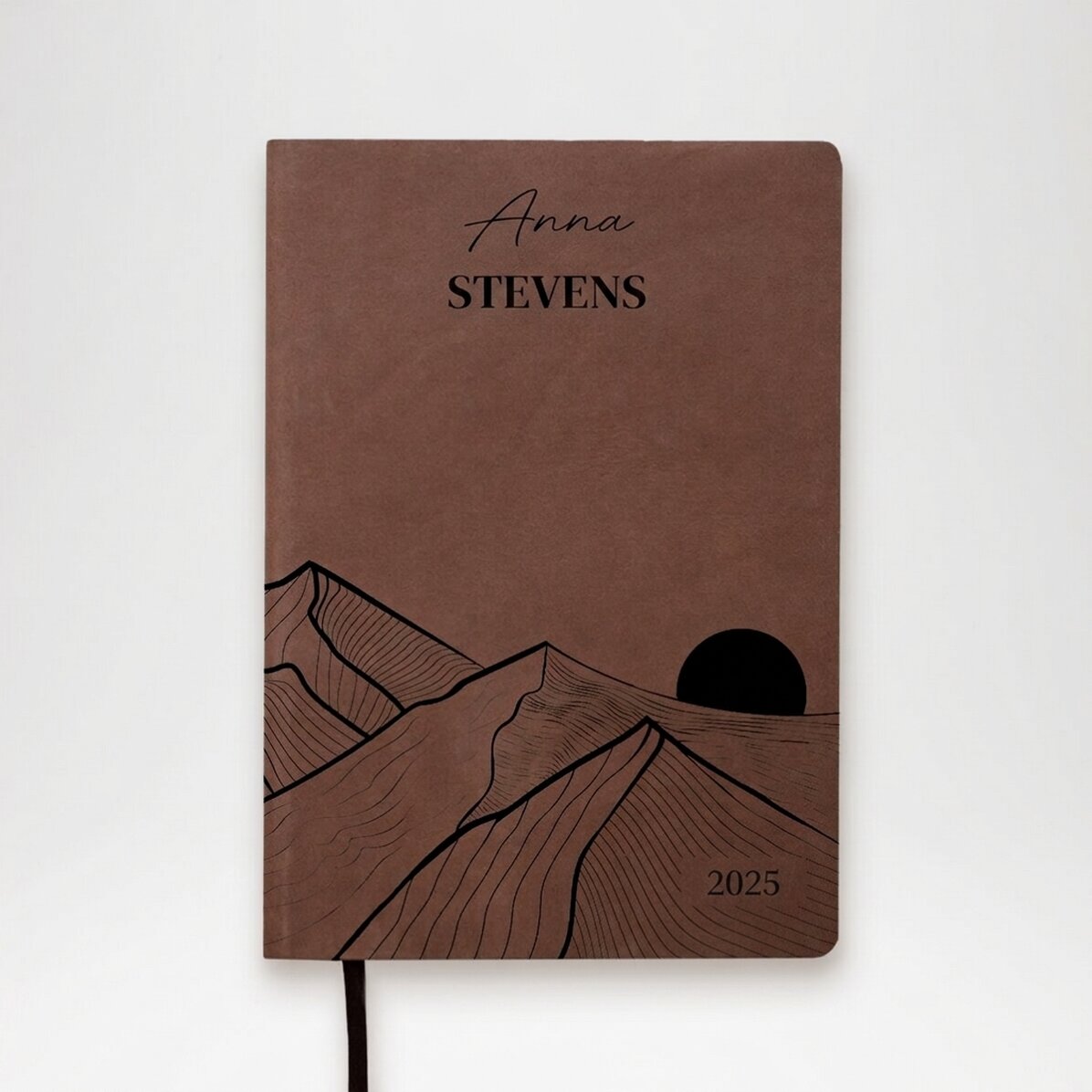 Agenda de piel personalizada con texto - Paisaje abstracto