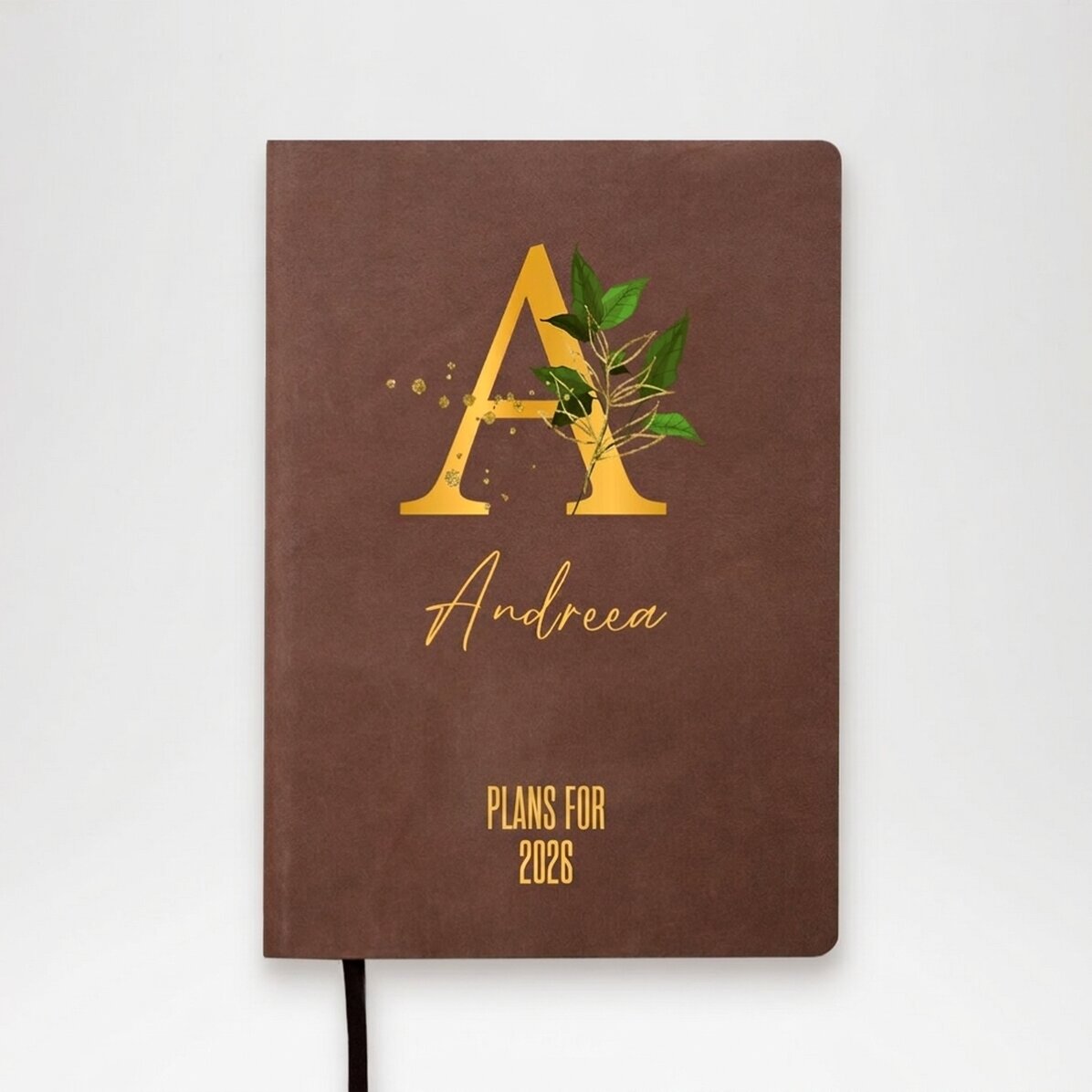 Agenda personalizada con texto: planes para el nuevo año