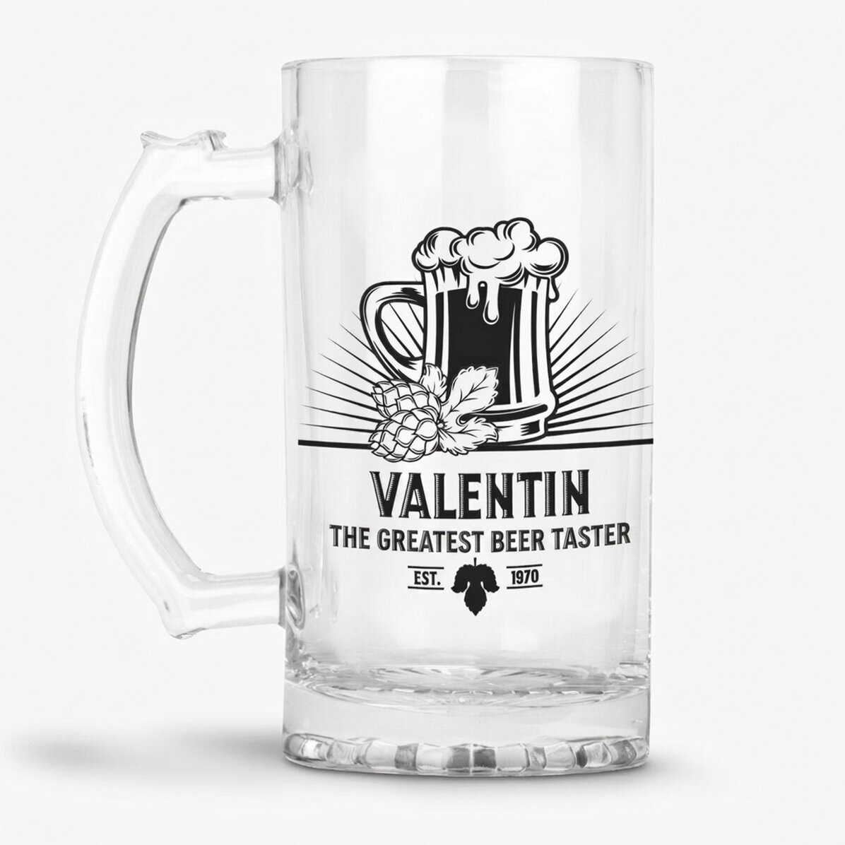 Jarra de cerveza personalizada con texto - Catador de cerveza