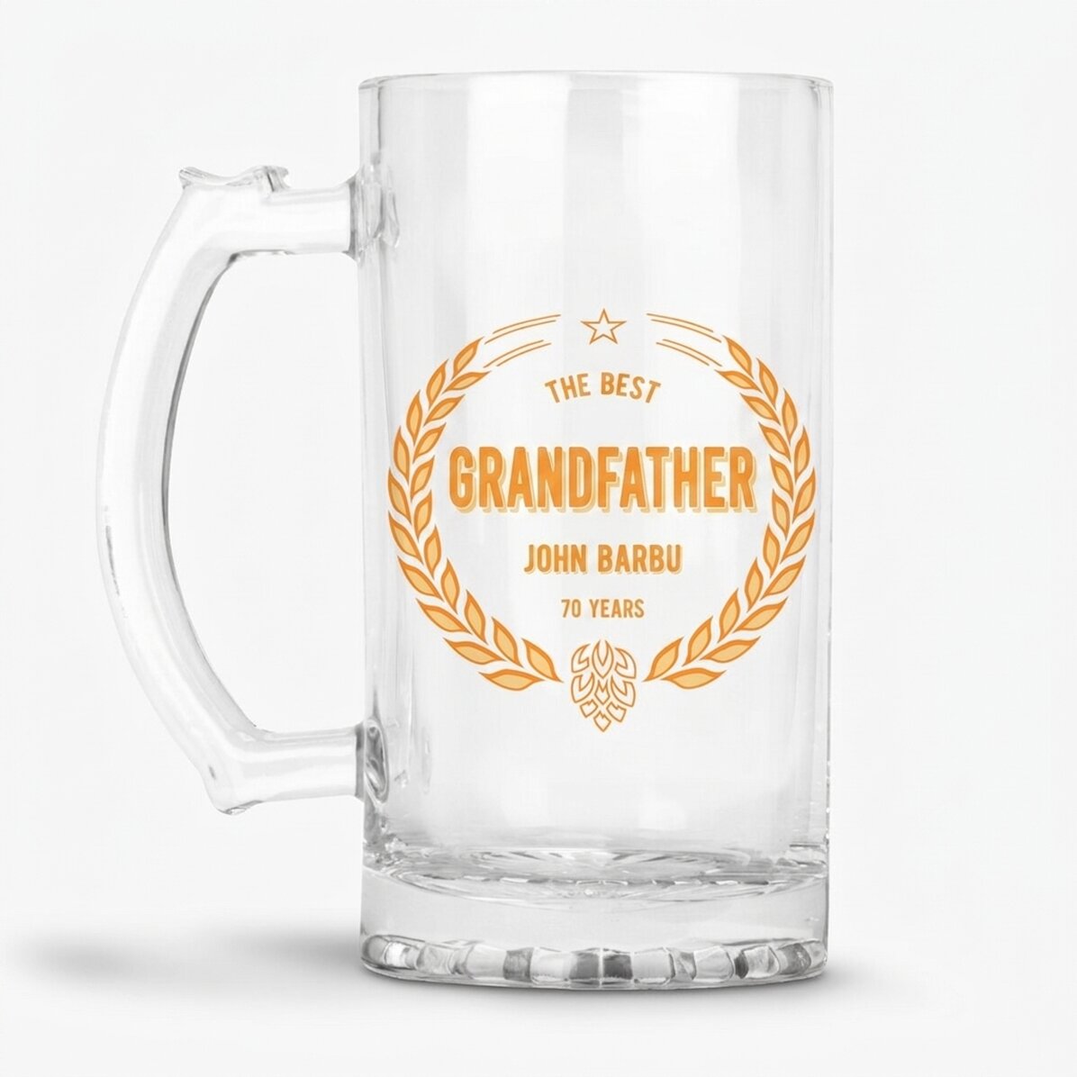 Jarra de cerveza personalizada con texto: «El mejor abuelo»