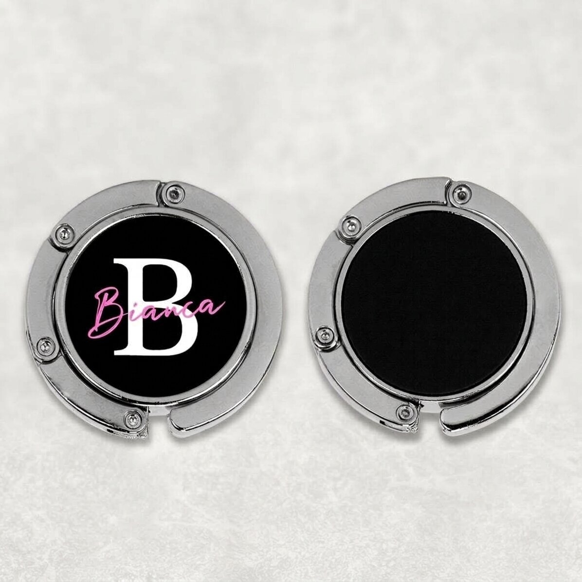 Soporte para bolso de mesa personalizado con nombre e inicial