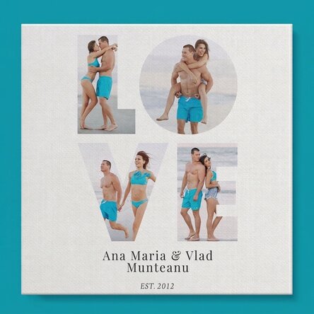 Lienzo personalizado con 4 fotos y texto - LOVE
