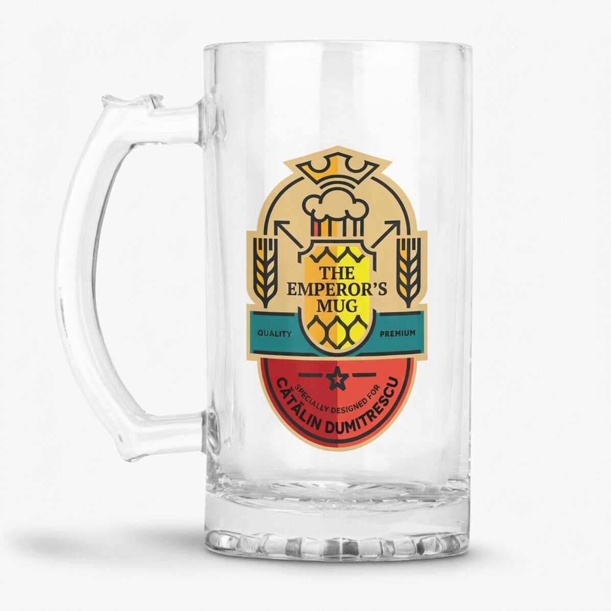 Jarra de cerveza personalizada con texto - La jarra del emperador