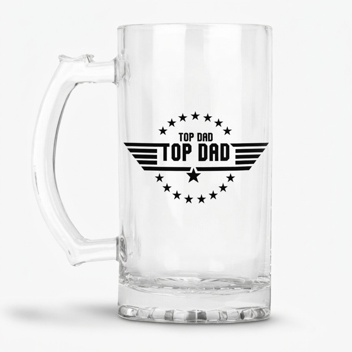 Jarra de cerveza personalizada con texto: «Top Dad»