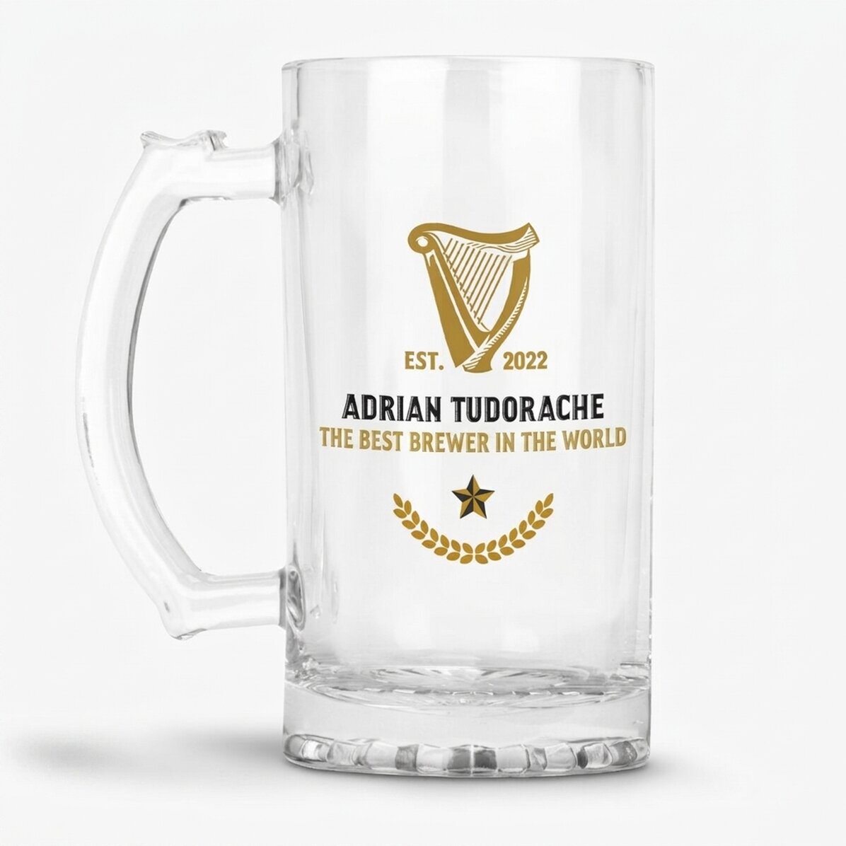 Jarra de cerveza personalizada con texto - World Beer Record