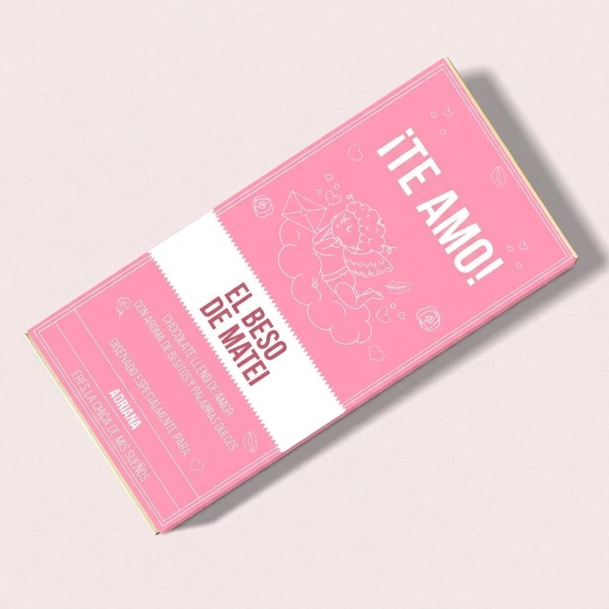 Chocolate personalizado con mensaje: «El beso de Cupido»