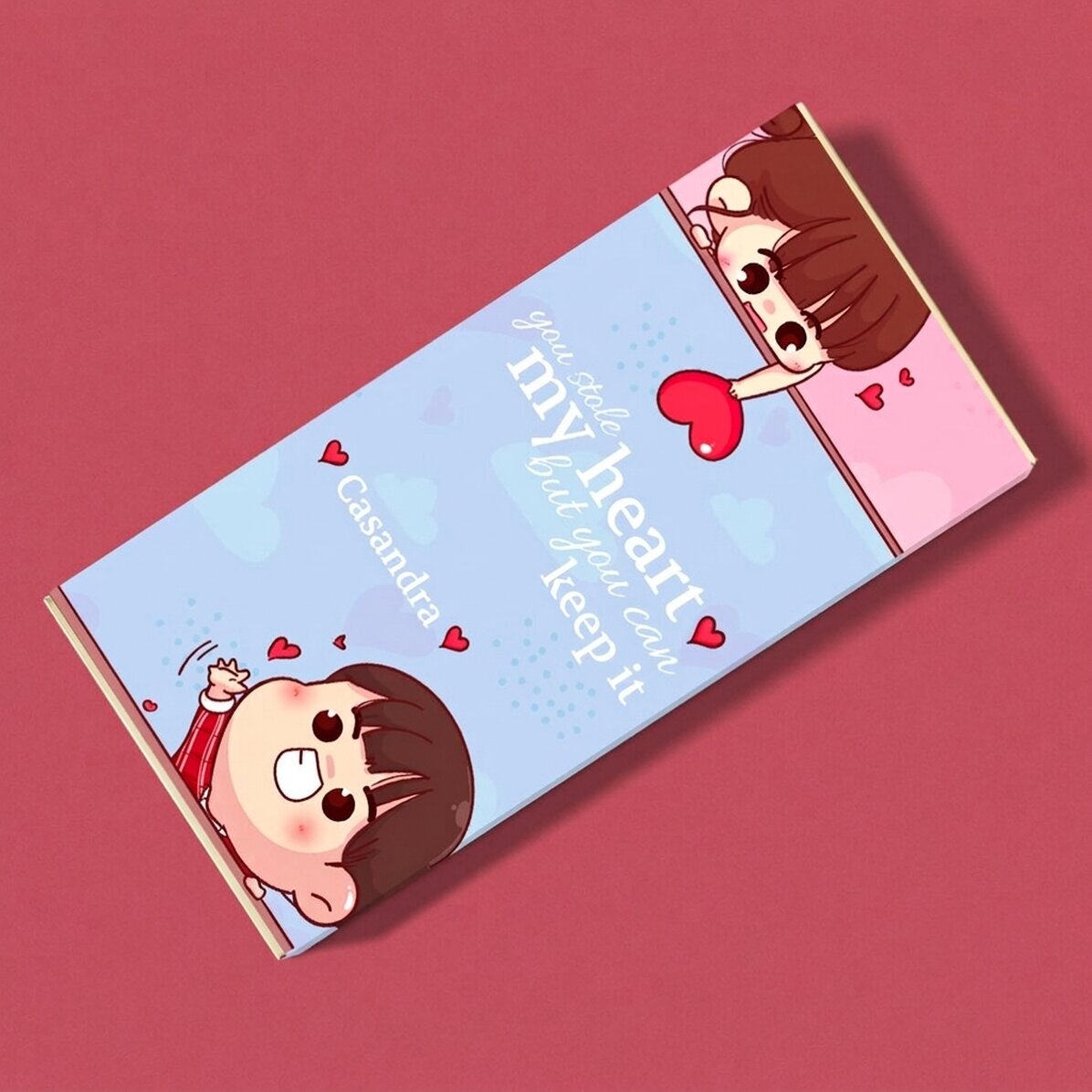 Chocolate personalizado con mensaje: «You stole my heart»