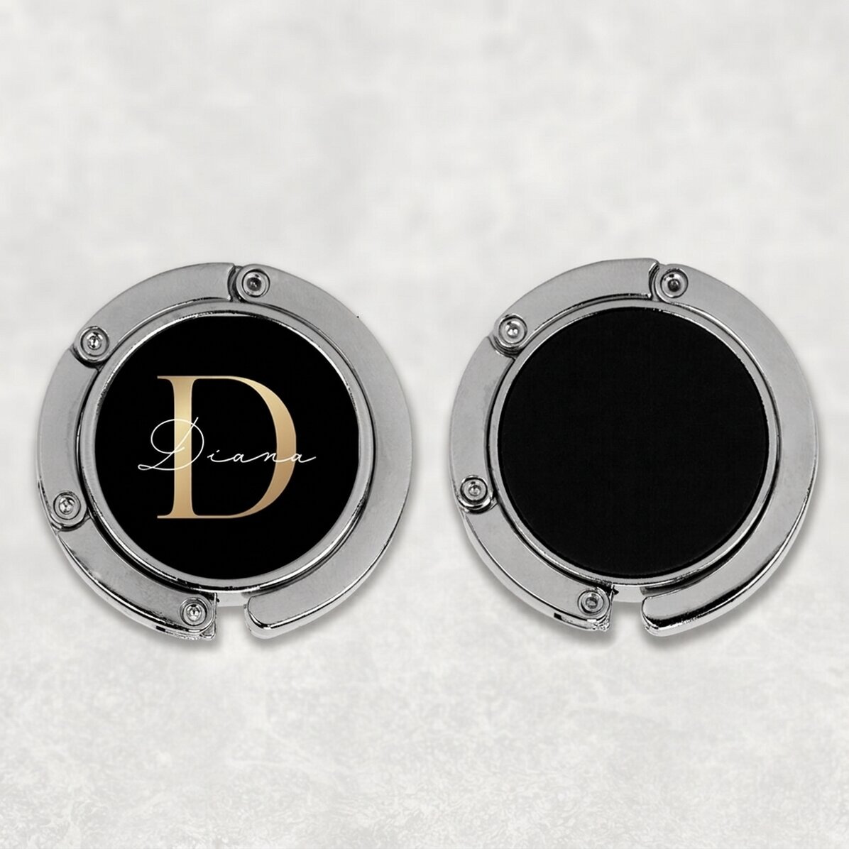 Soporte para bolso de mesa personalizado con nombre e inicial - Dorado