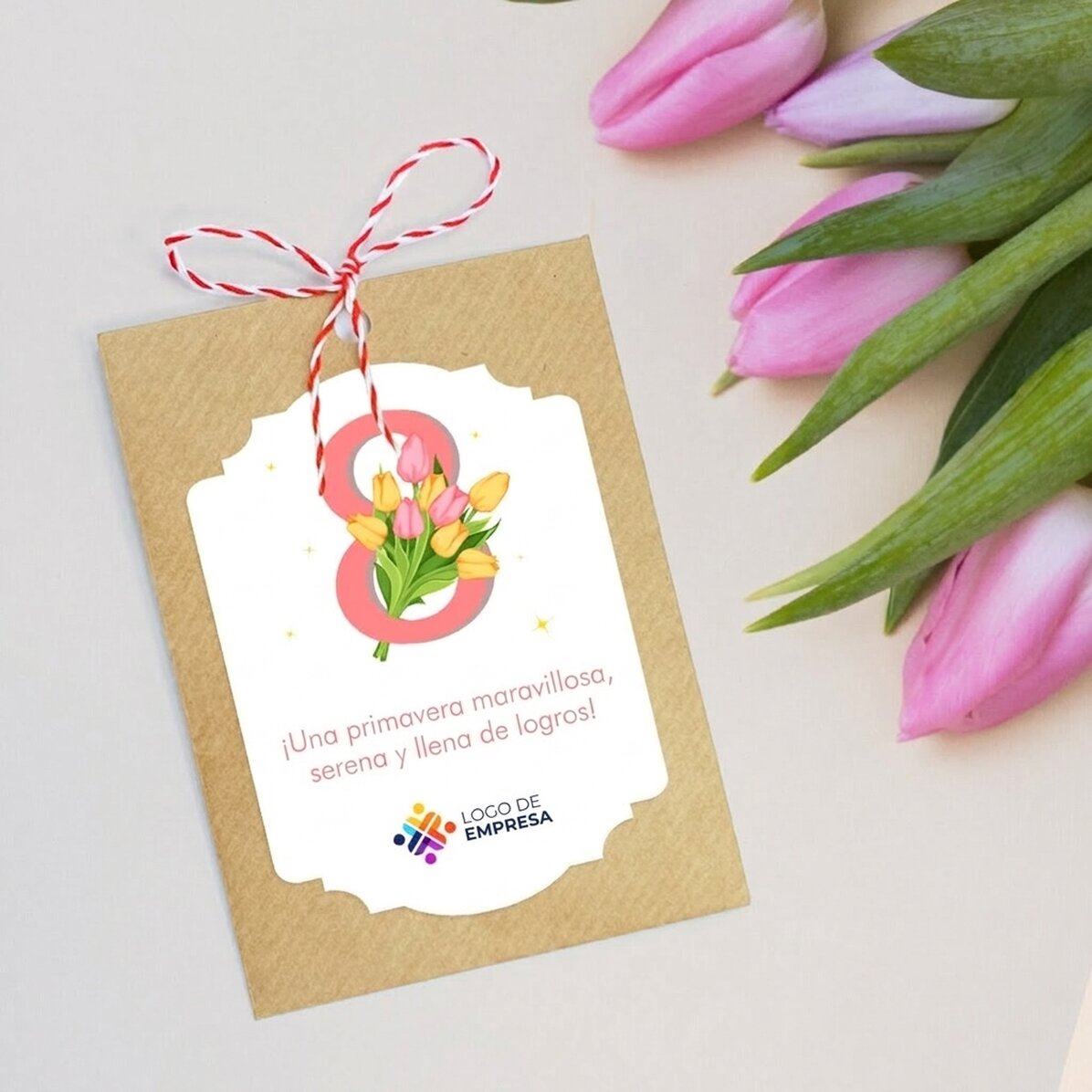 Sobrecito con semillas de flores personalizado con logotipo y mensaje - 8 de marzo