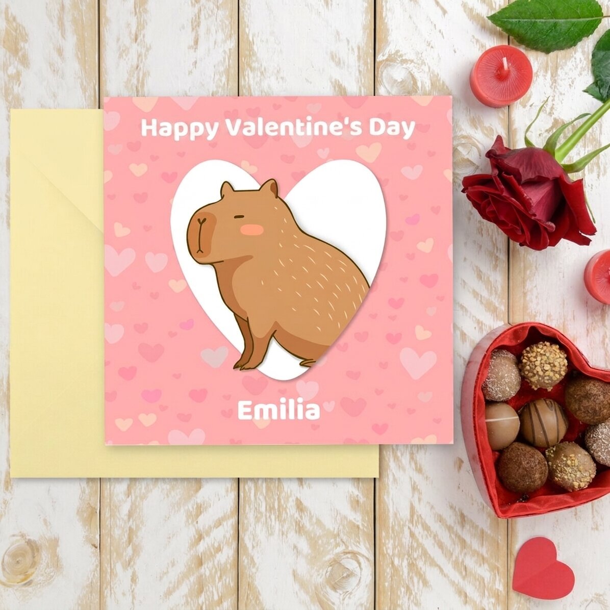 Tarjeta cuadrada personalizada con texto - Capibara