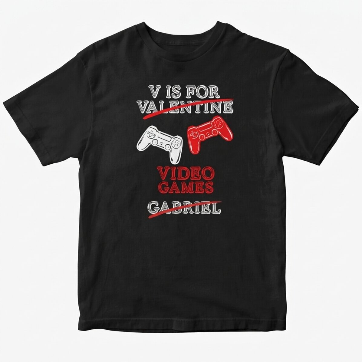 Camiseta de algodón personalizada con texto: «V is for Video Games»