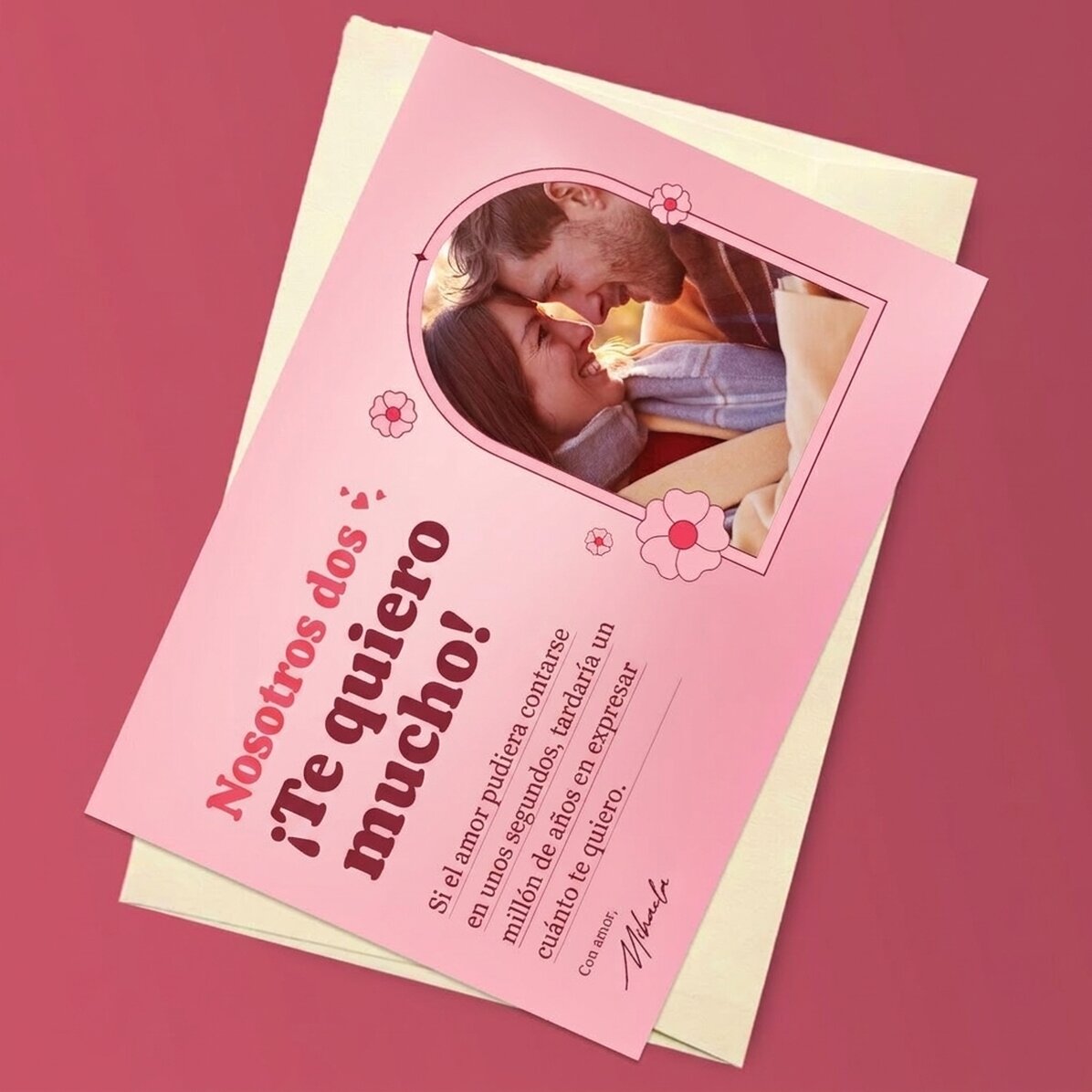 Tarjeta magnética personalizada con una foto y un mensaje de amor - Historia de amor