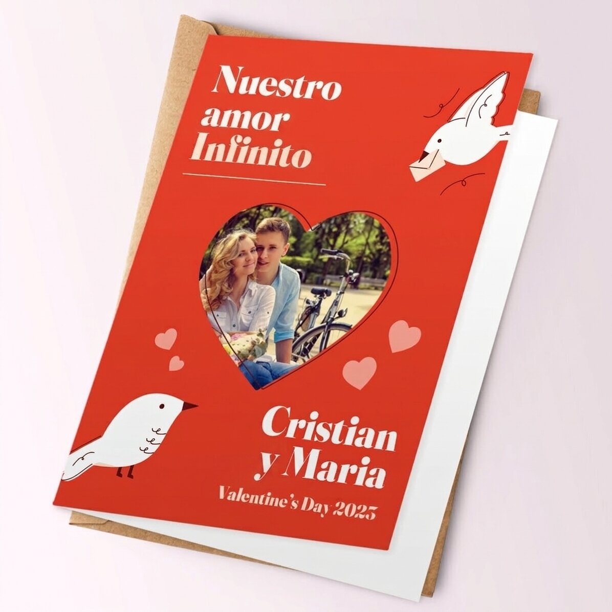 Tarjeta de felicitación personalizada con foto y mensaje - Nuestro amor infinito