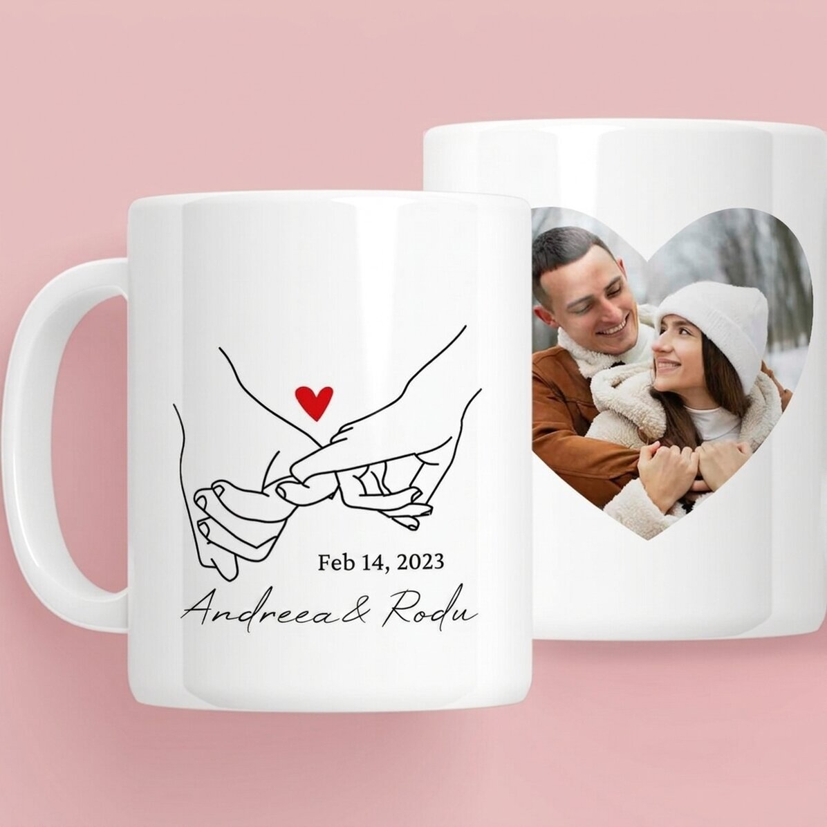 Taza personalizada con texto y una foto en forma de corazón - Promise