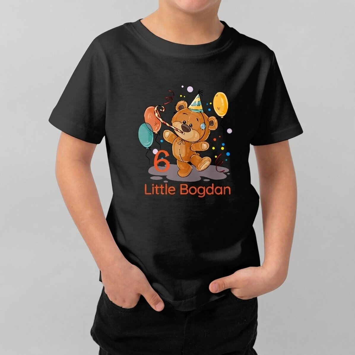 Camiseta de algodón para niños personalizada con texto: «Cumpleaños»