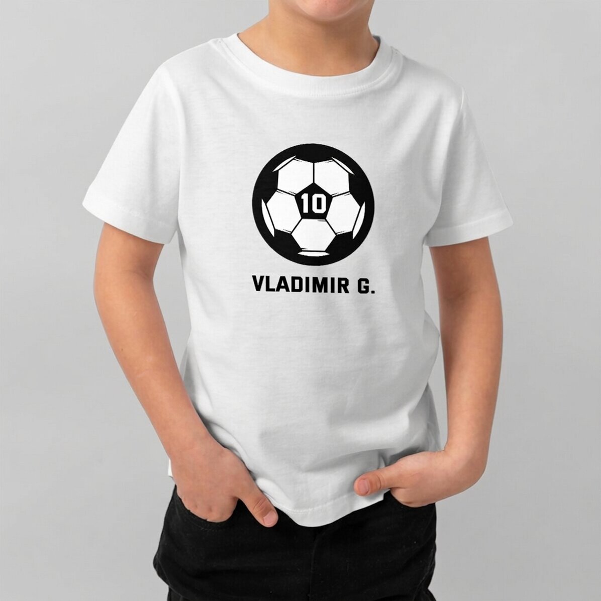 Camiseta de algodón para niños personalizada con texto - Fútbol
