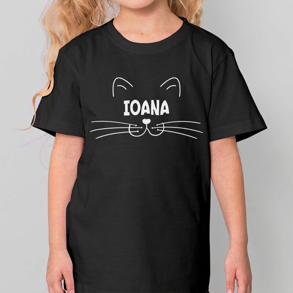 Camiseta de algodón para niños personalizada con texto - Gatita
