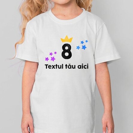 Camiseta de algodón para niños personalizada con texto: «Birthday crown»