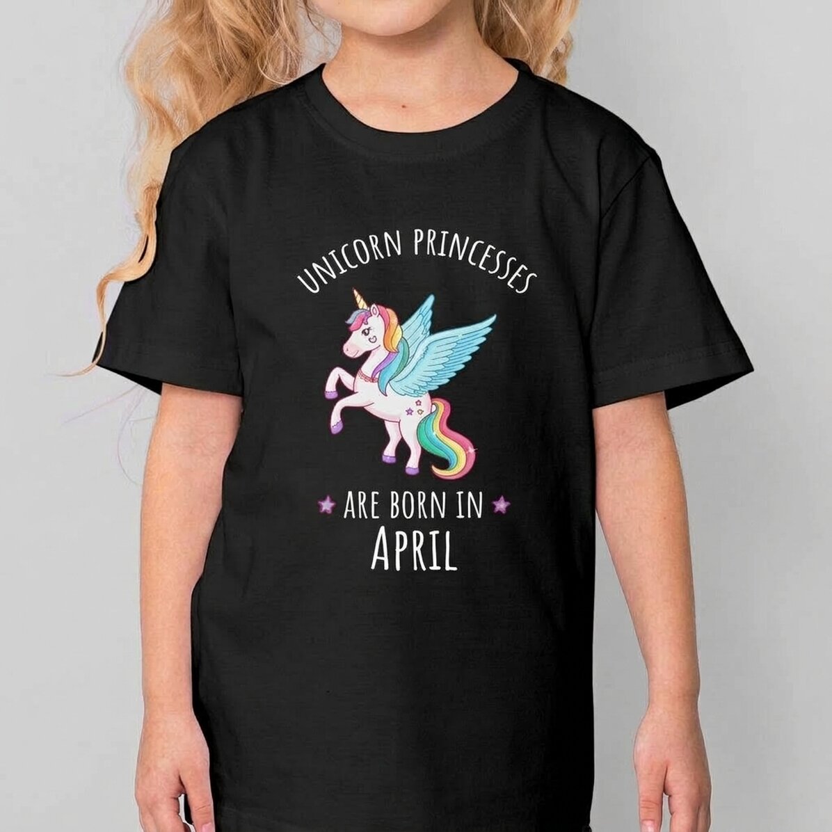 Camiseta de algodón para niños personalizada con texto: «Princesa unicornio»
