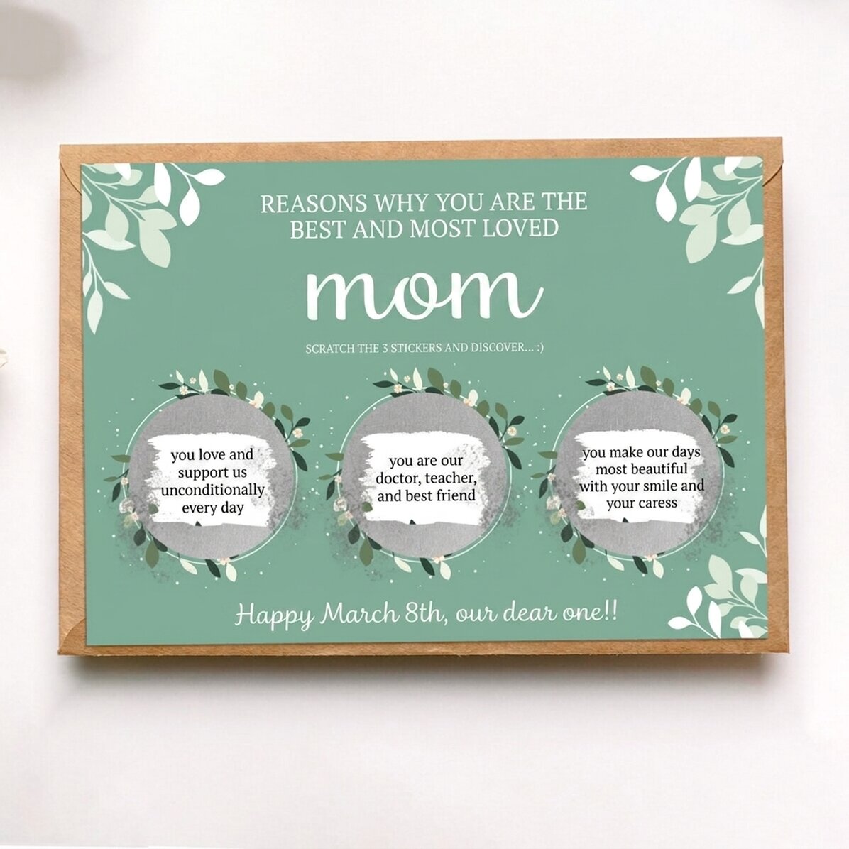 Tarjeta rasca y gana personalizada con motivos para la mejor madre