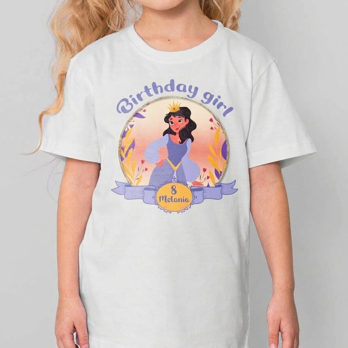 Camiseta de algodón para niños personalizada con el texto «Birthday princess»