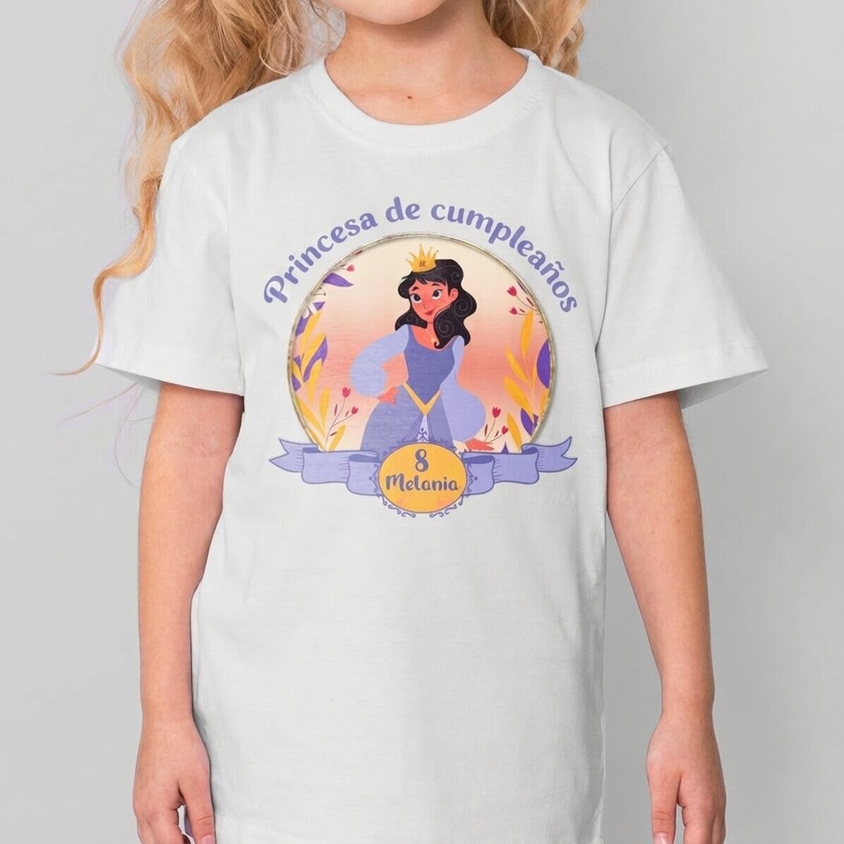 Camiseta de algodón para niños personalizada con el texto «Birthday princess»