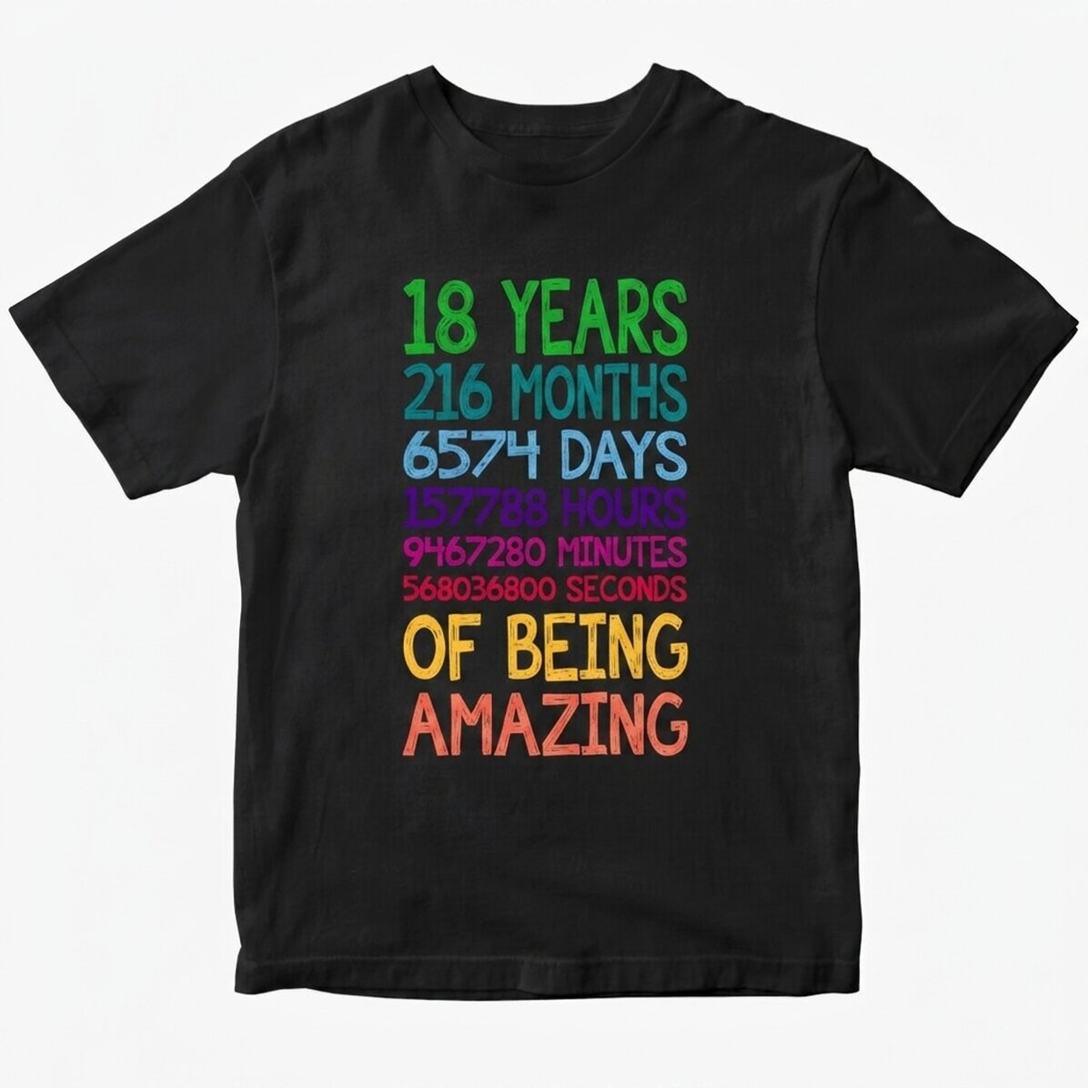 Camiseta de algodón personalizada con texto: «18 años»