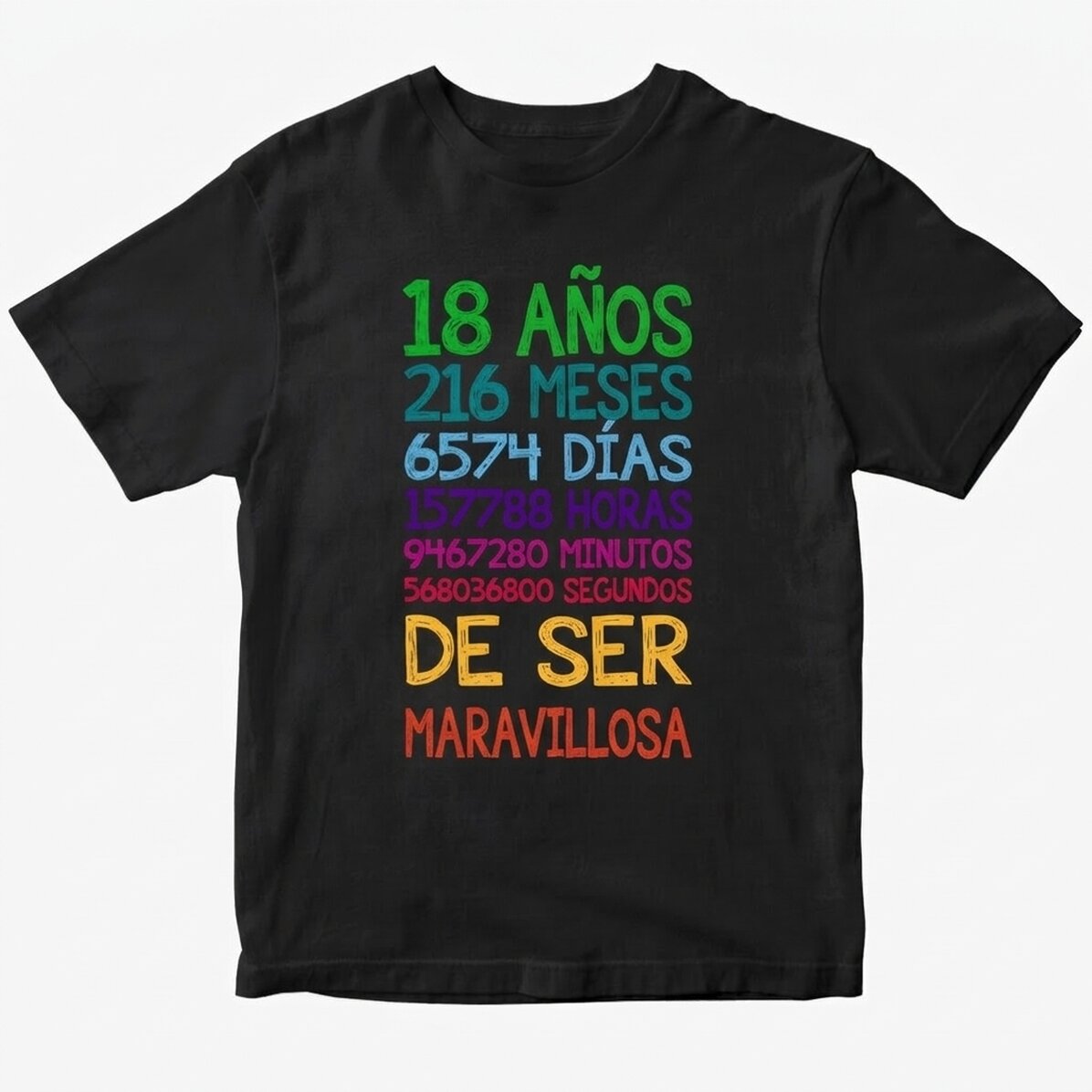 Camiseta de algodón personalizada con texto: «18 años»