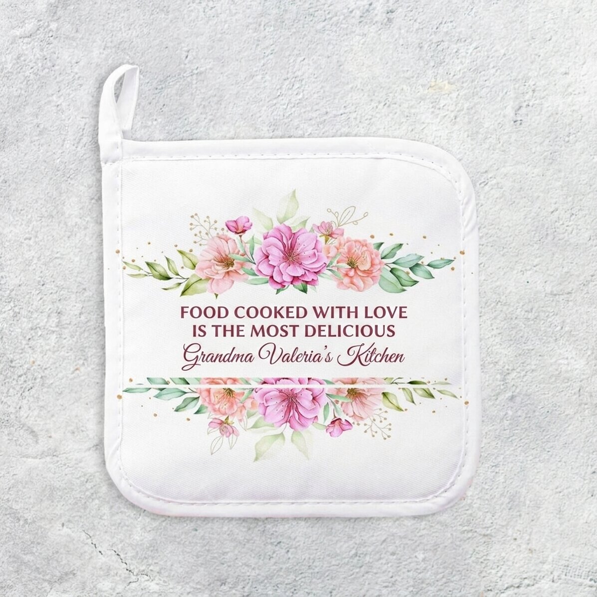 Salvamanteles personalizado con texto - diseño floral