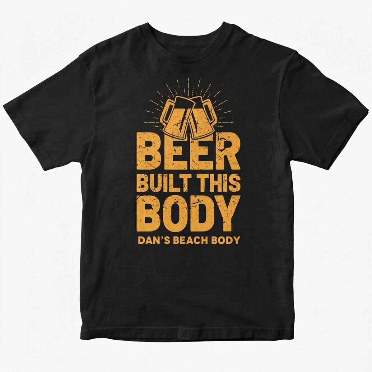 Camiseta de algodón personalizada con el texto «Beer Built This Body»