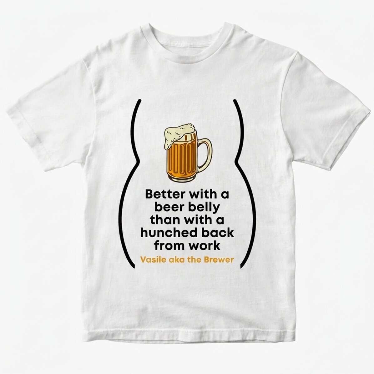 Camiseta de algodón personalizada con texto: «Gordito por la cerveza»