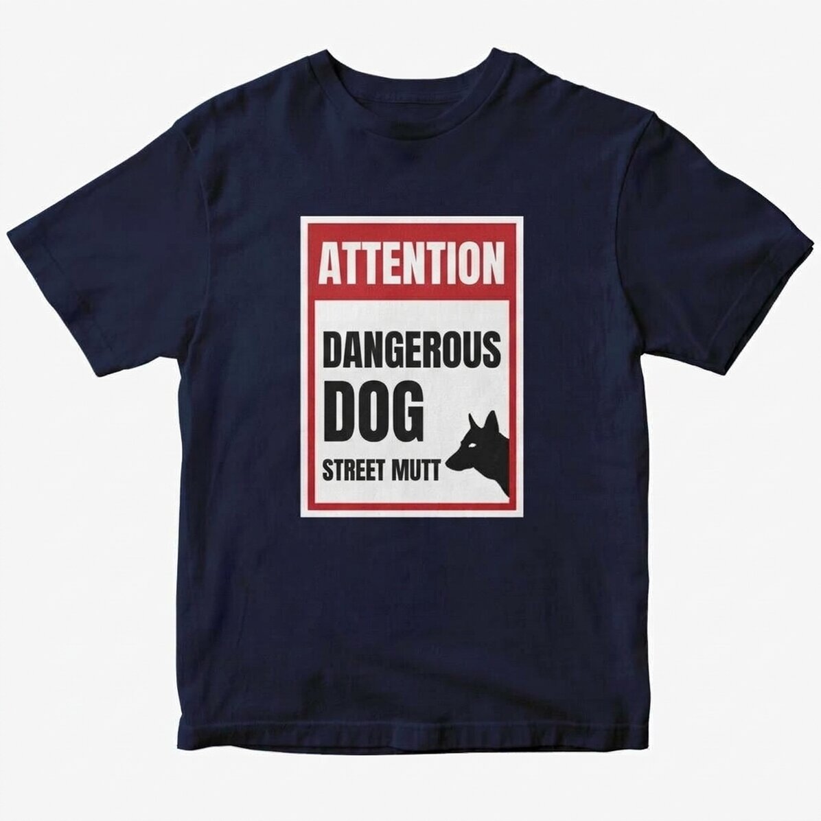 Camiseta de algodón personalizada con texto: «¡Cuidado, perro malo!»