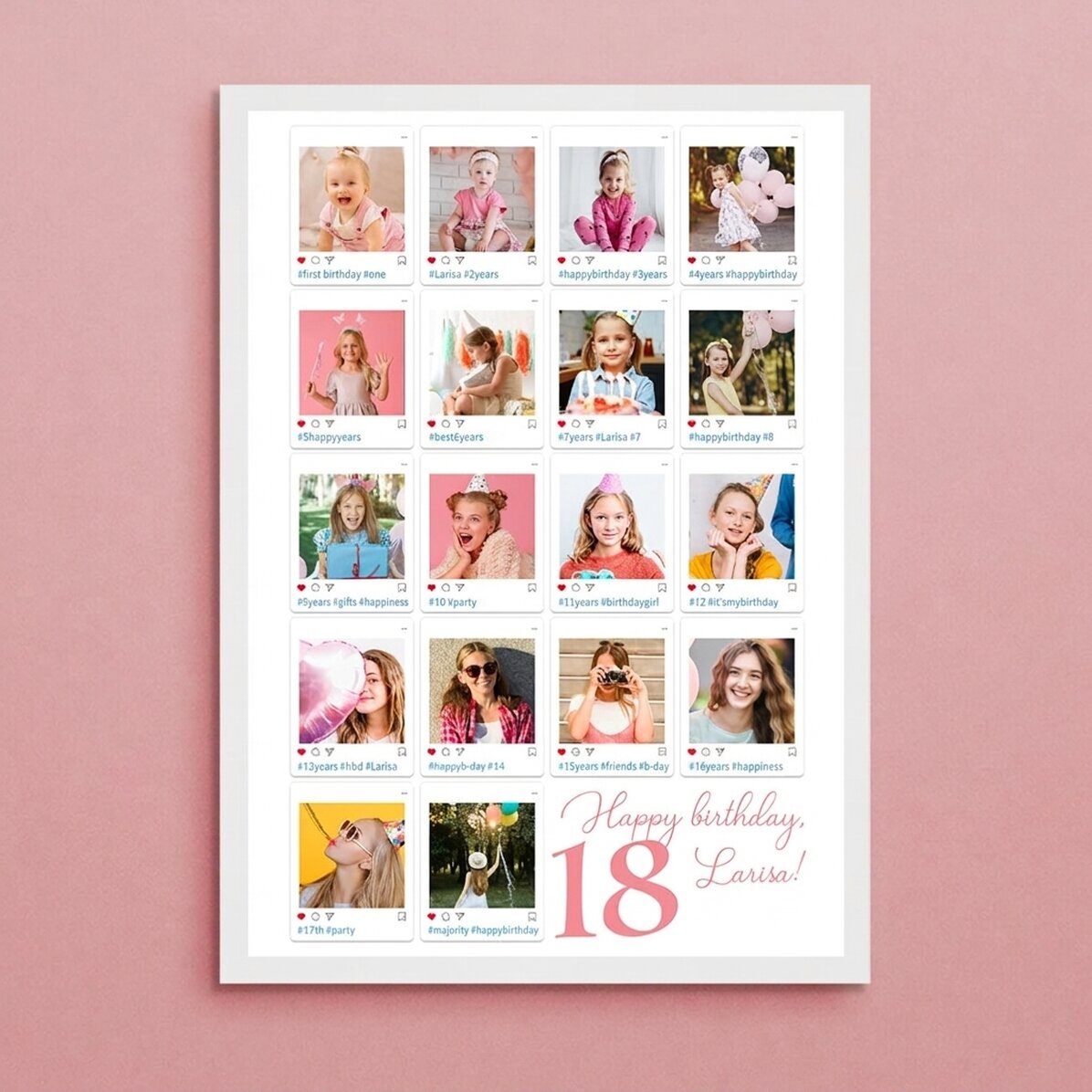 Cuadro personalizado con 18 fotos y un mensaje - #Instagram