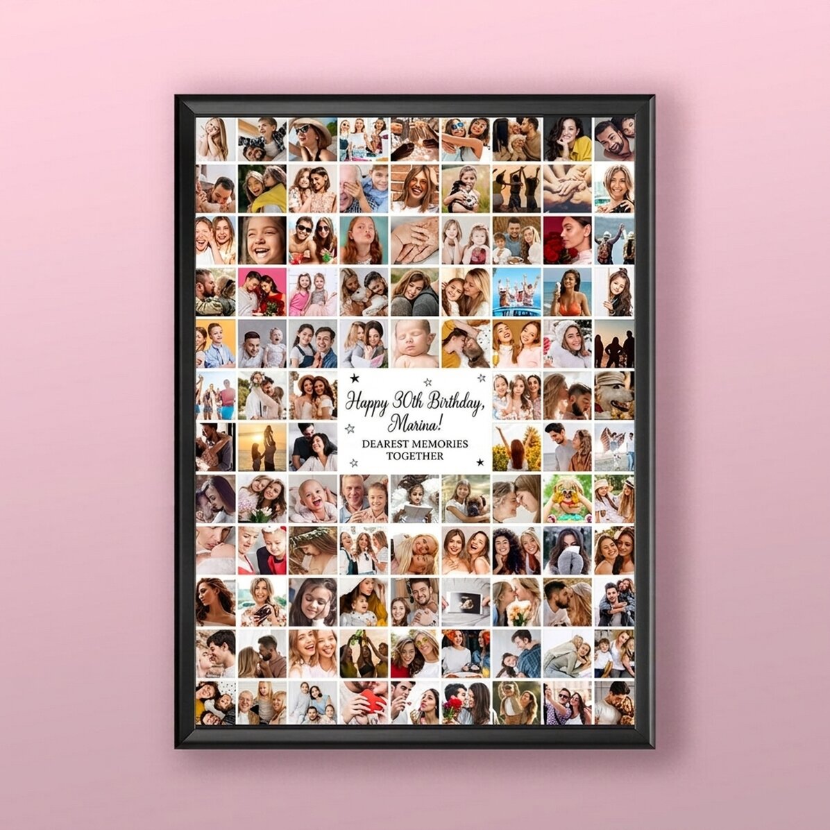 Cuadro personalizado con 102 fotos y un mensaje
