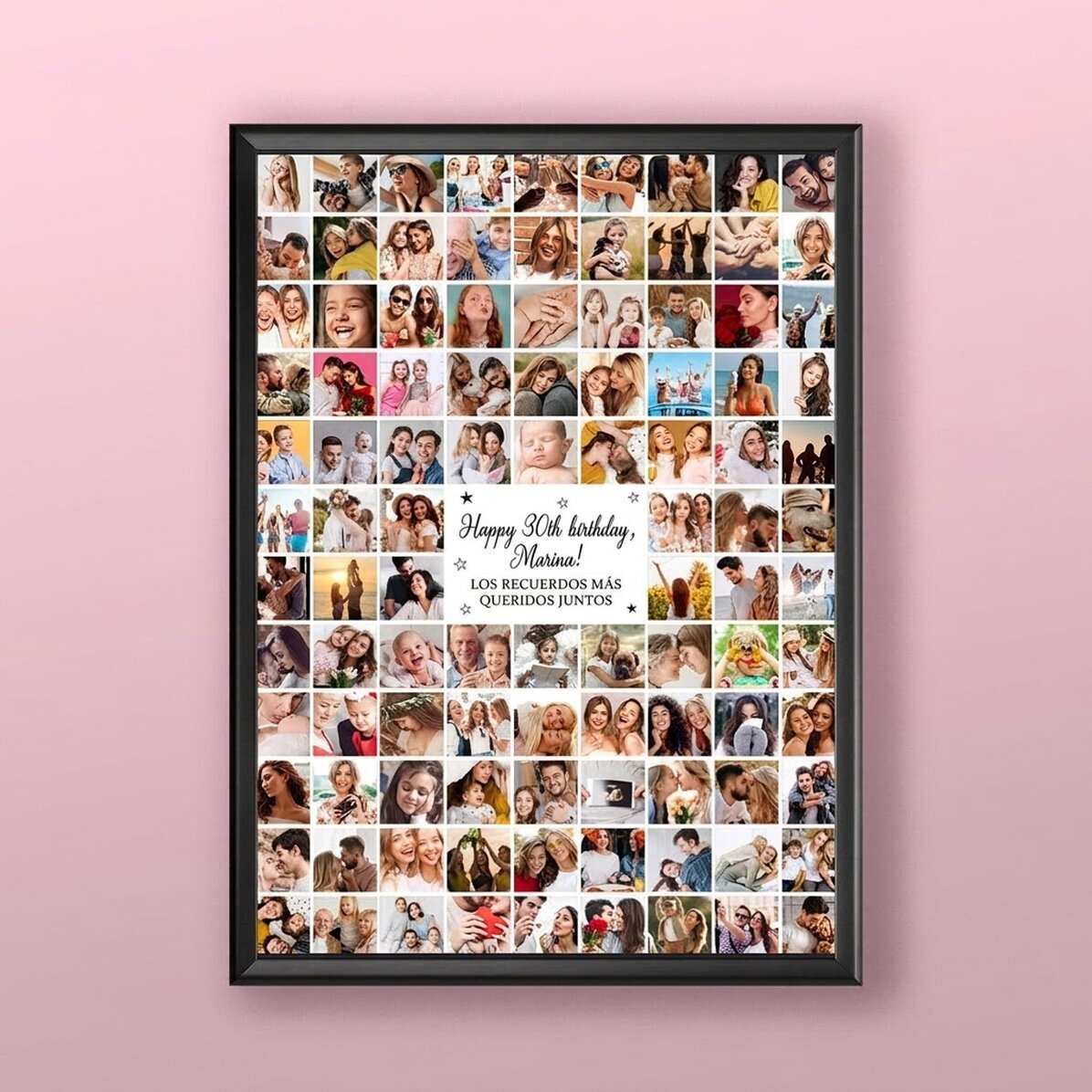 Cuadro personalizado con 102 fotos y un mensaje