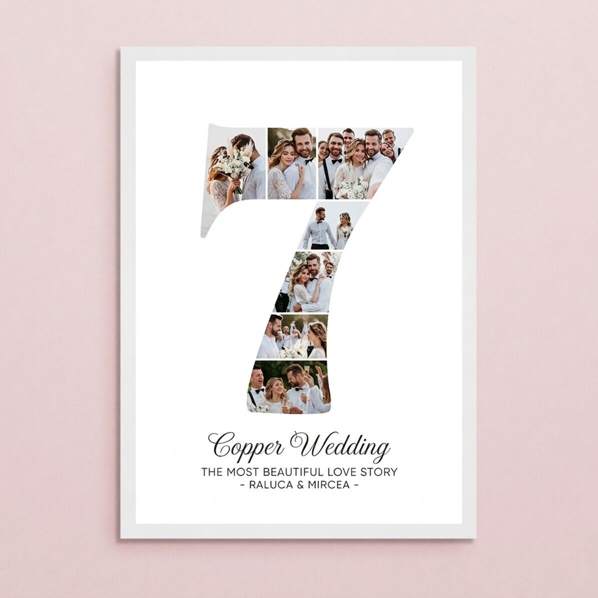 Cuadro personalizado con el número 7, fotos y un mensaje - Aniversario de pareja