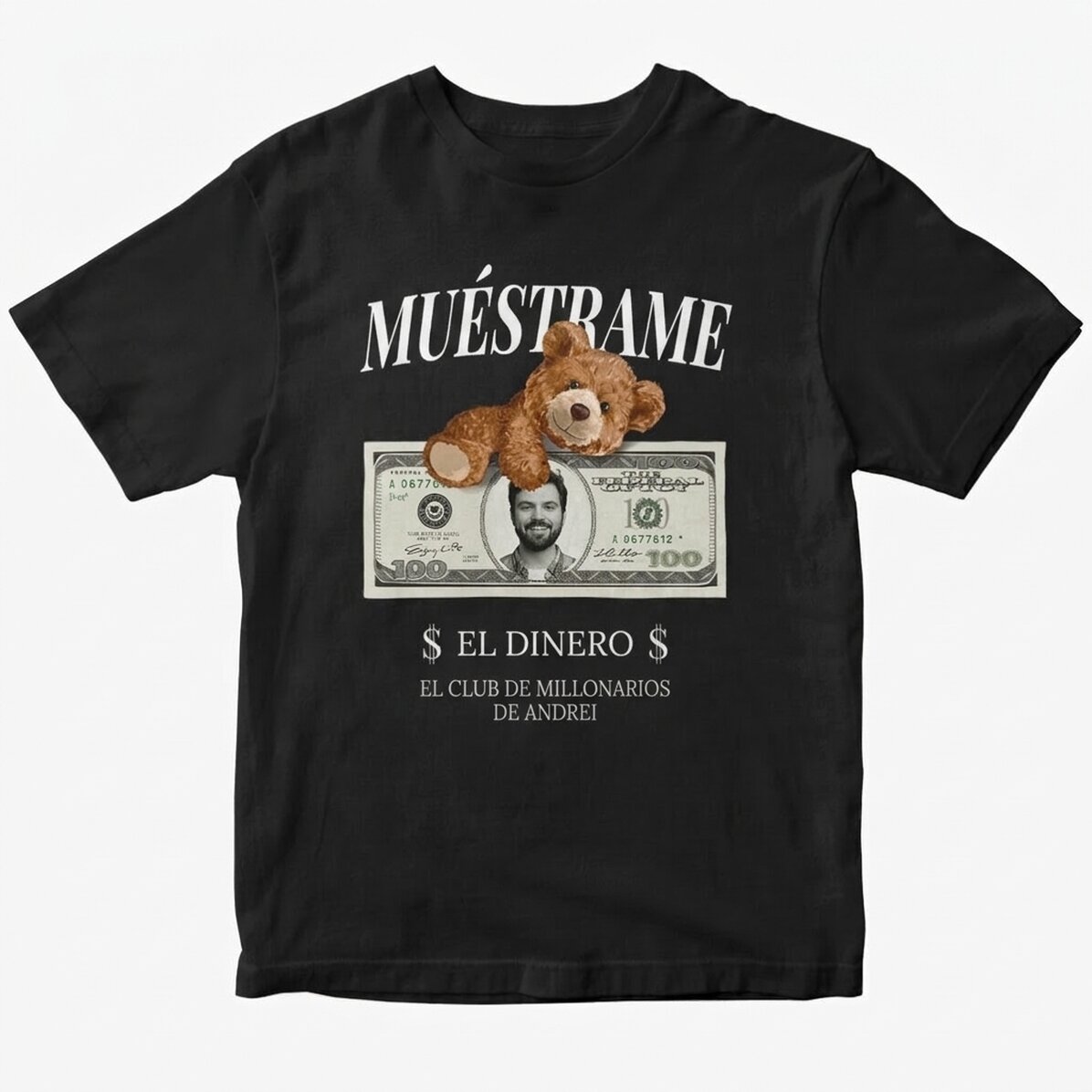 Camiseta de algodón personalizada con foto y texto - Show me the money