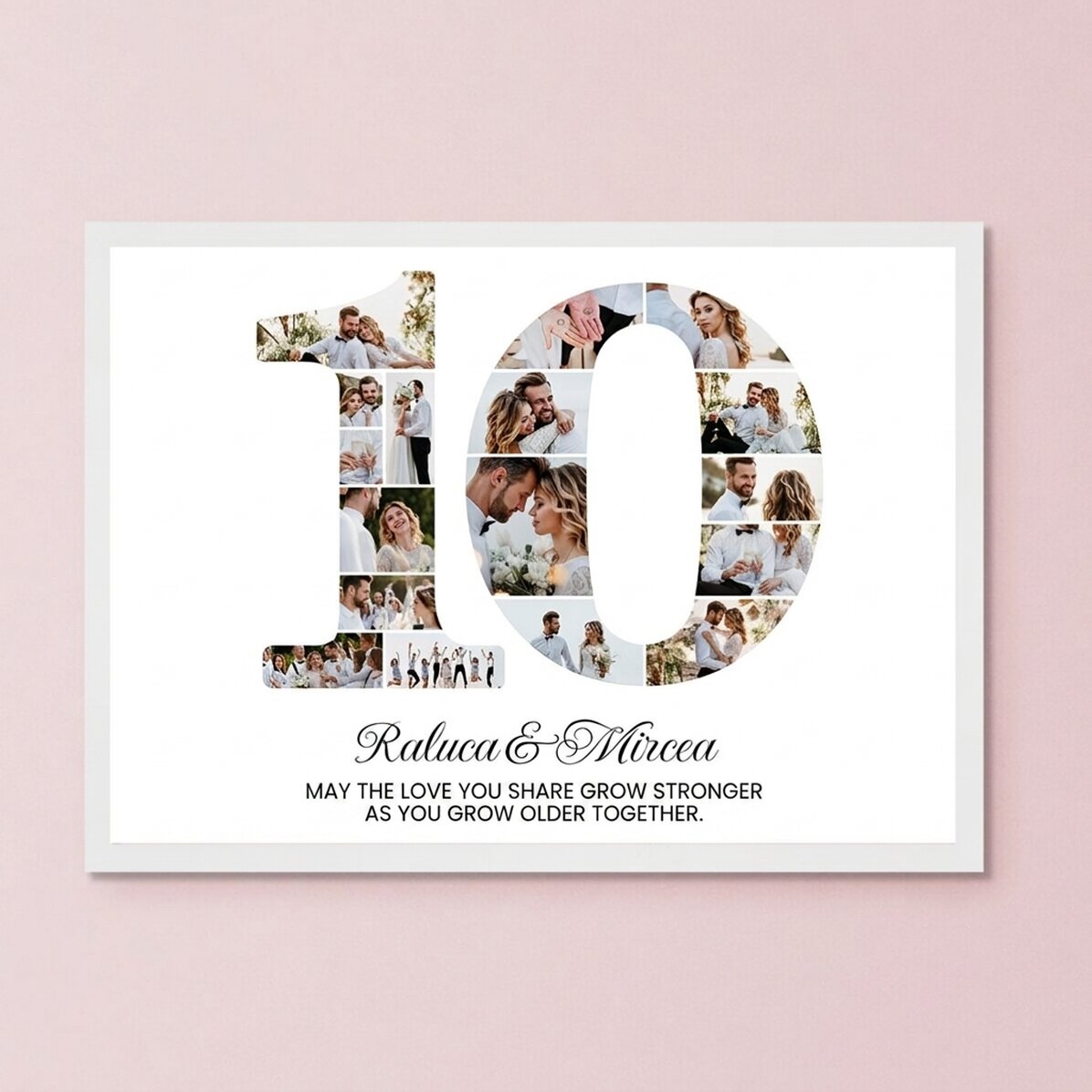 Cuadro personalizado con el número 10, fotos y un mensaje - Aniversario de pareja