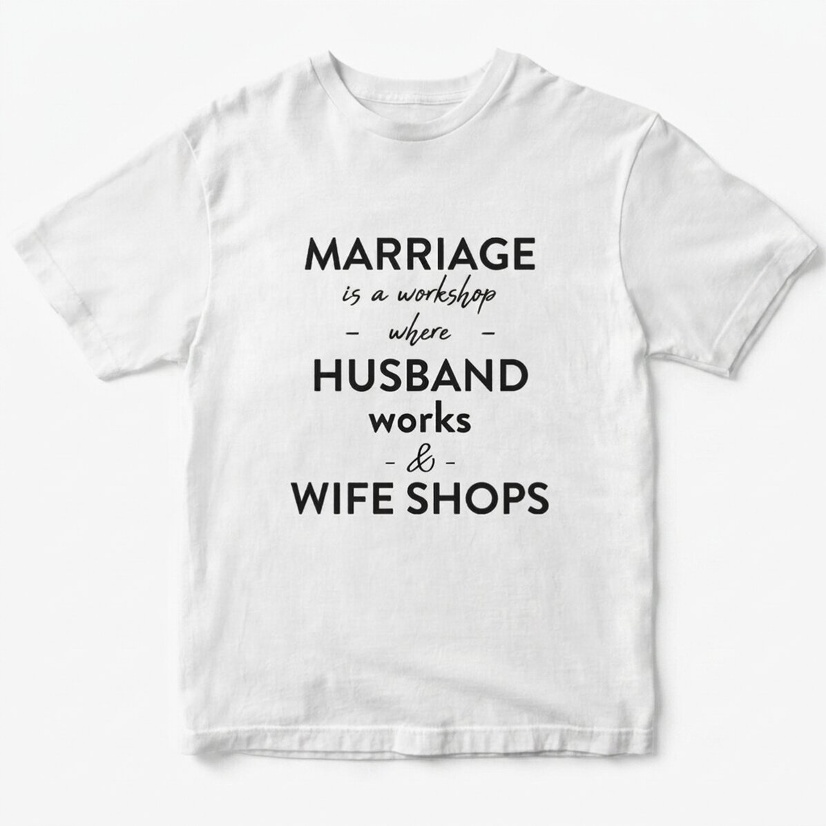 Camiseta de algodón personalizada con un texto sobre el matrimonio