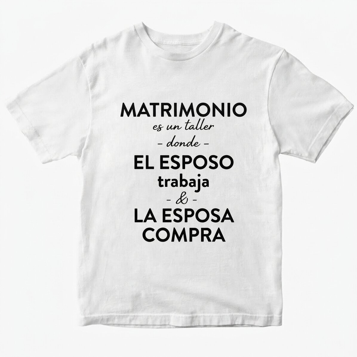 Camiseta de algodón personalizada con un texto sobre el matrimonio