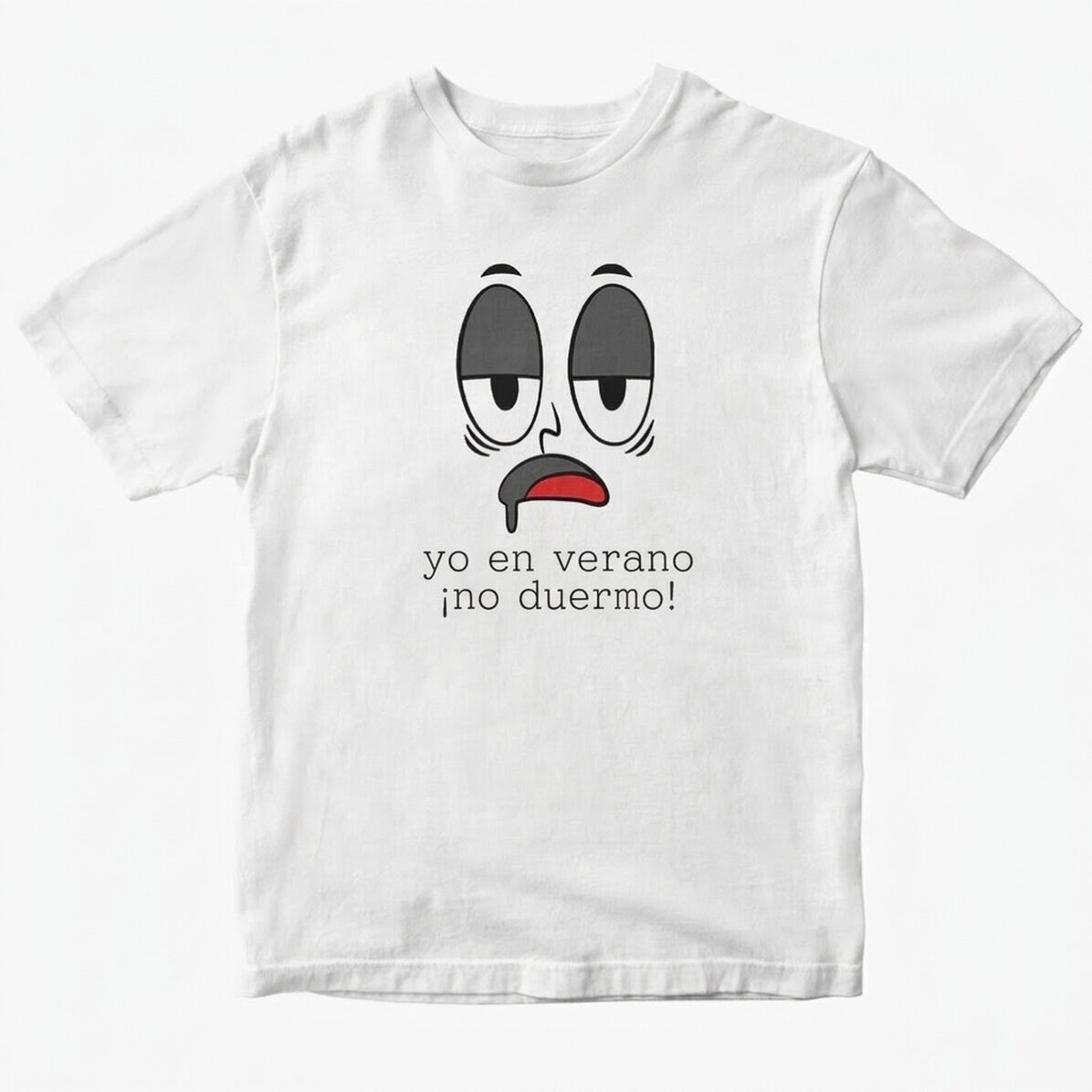 Camiseta de algodón personalizada con el texto: «¡En verano no duermo!».