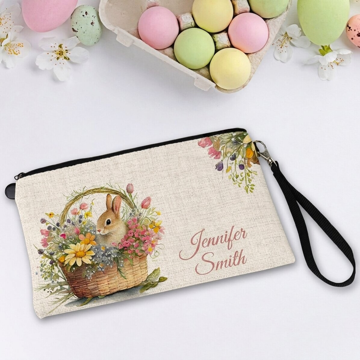 Bolsita para accesorios personalizada con nombre - Conejito