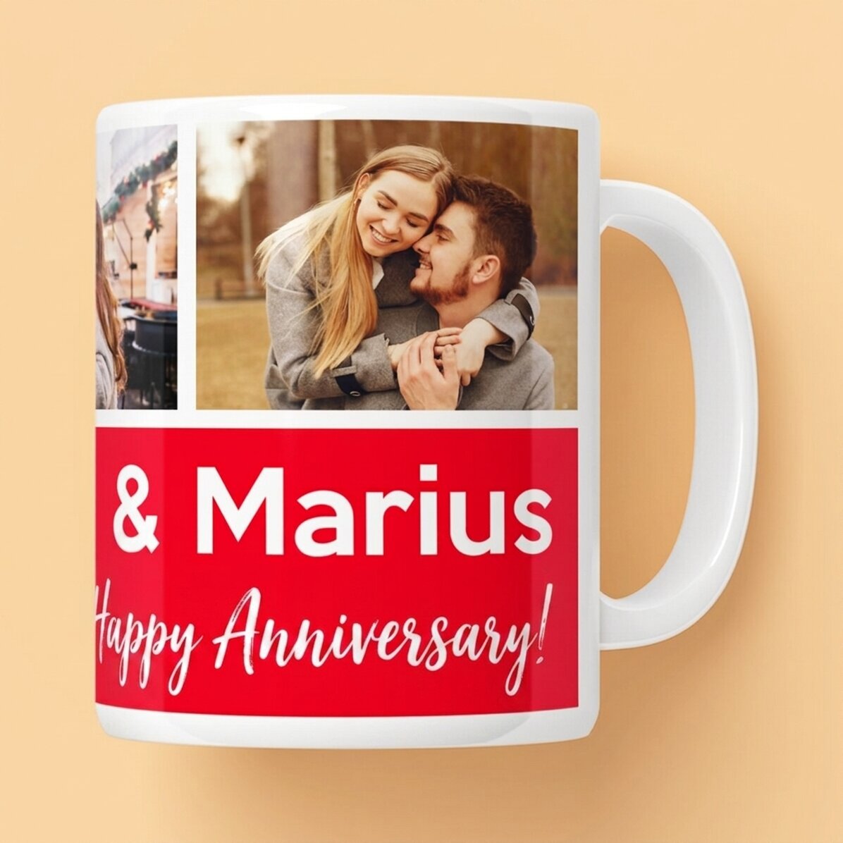 Taza personalizada con 3 fotos y texto