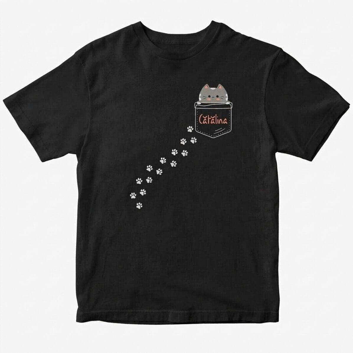 Camiseta de algodón personalizada con texto: «La gatita escondida»