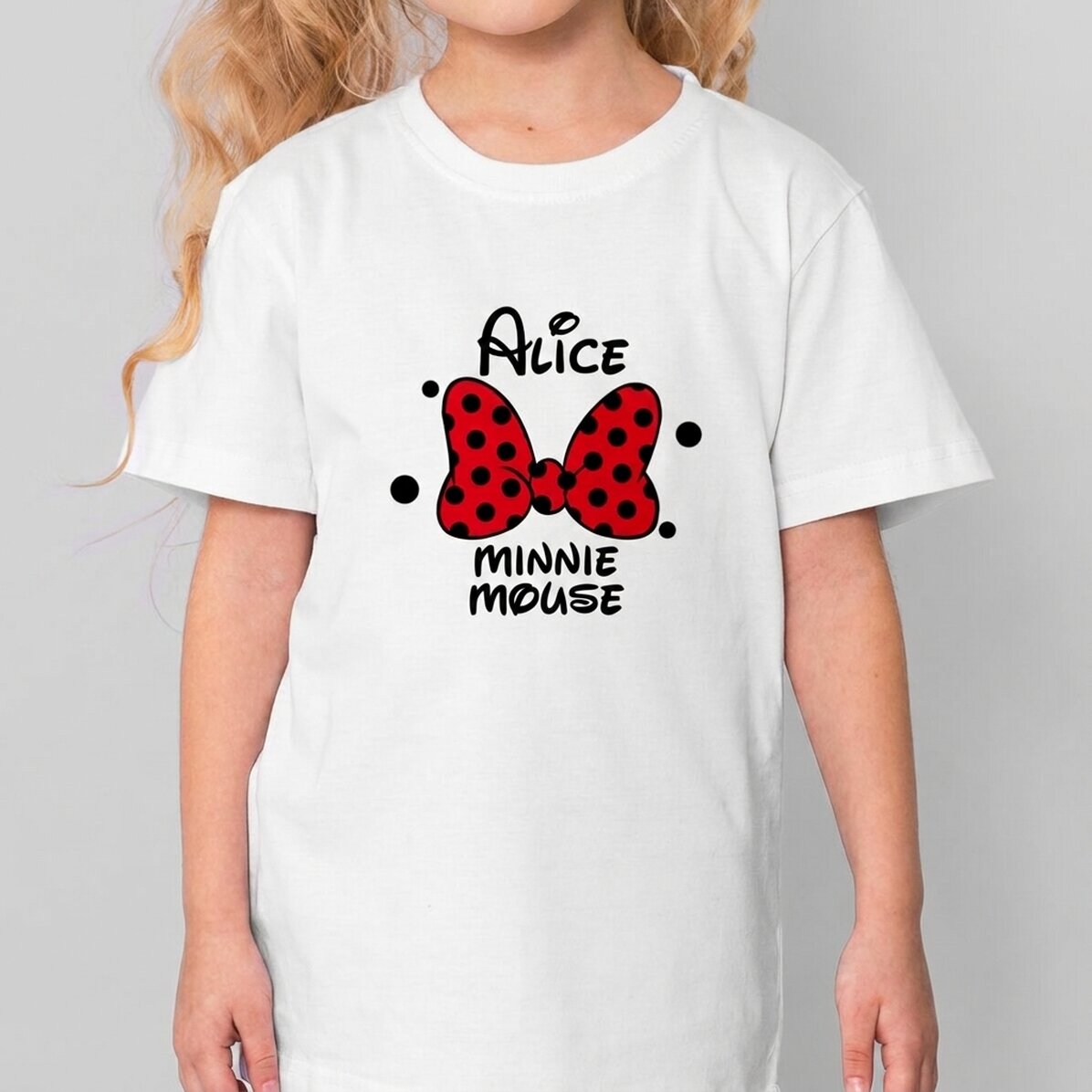 Camiseta de algodón para niños personalizada con texto - Mini Mouse
