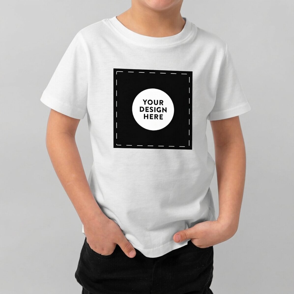 Camiseta de algodón para niños personalizada con tu diseño cuadrado